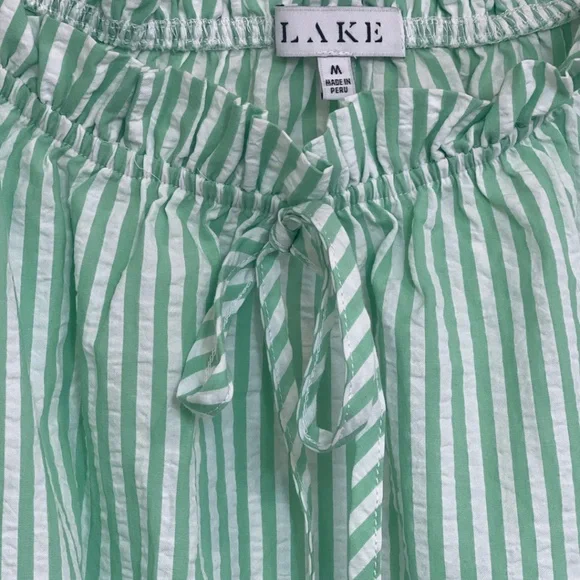 LAKE brand Alice Nightgown in Clover Leaf Green Seersucker Breezy Breathable M - Picture 2 of 3